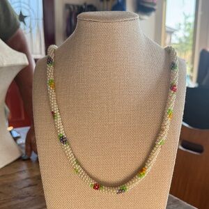 Vintage Beaded Necklace with Multicolor Accents